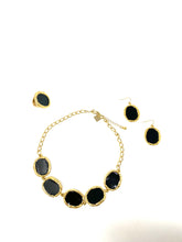 Load image into Gallery viewer, Abstract Black Resin Necklace, Earring and Ring Set
