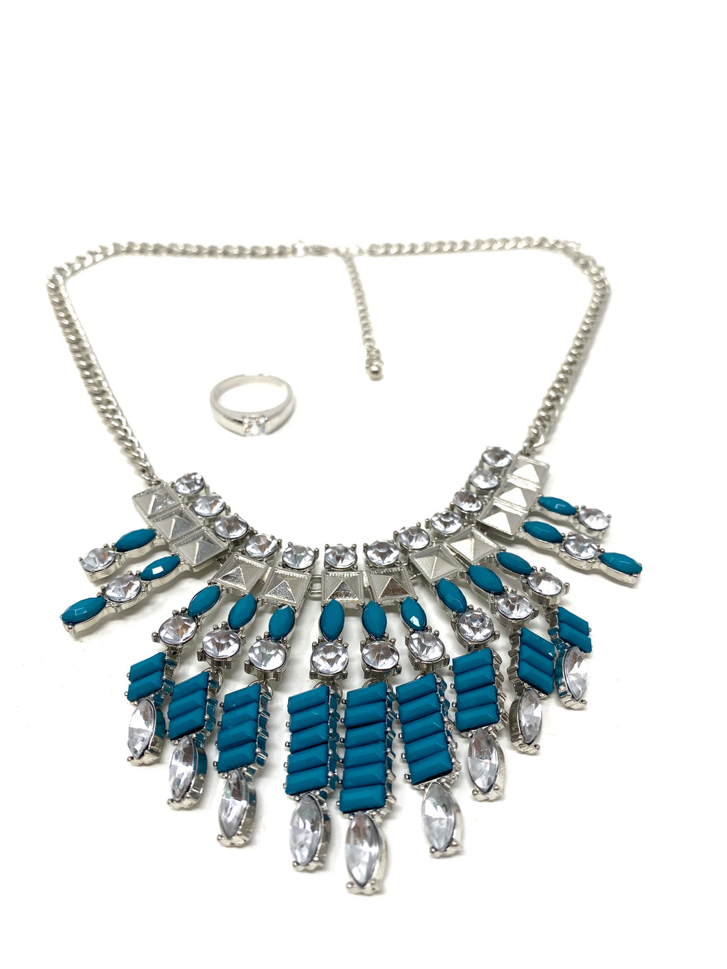 Aquamarine Art Deco Necklace and Ring Set