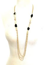 Load image into Gallery viewer, Satin Gold/Black Bead Necklace Set
