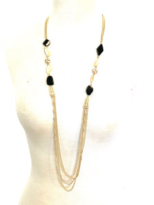 Satin Gold/Black Bead Necklace Set