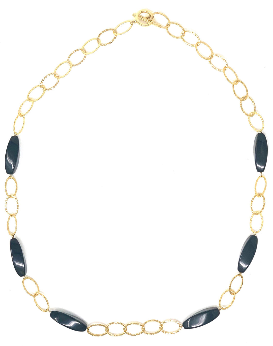Black Beaded Necklaces w/ Golden Links