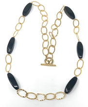 Load image into Gallery viewer, Black Beaded Necklaces w/ Golden Links
