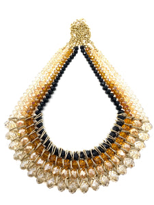 Woven Bead Ombre Bib Necklace