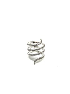 Elegant Crystal Bar Necklace and Wrap-Around Crystal Ring Set