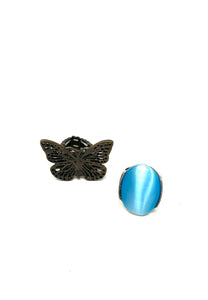 Blue Butterfly Ring Set