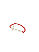 Load image into Gallery viewer, Red Beaded Rhinestone Cross Bracelet
