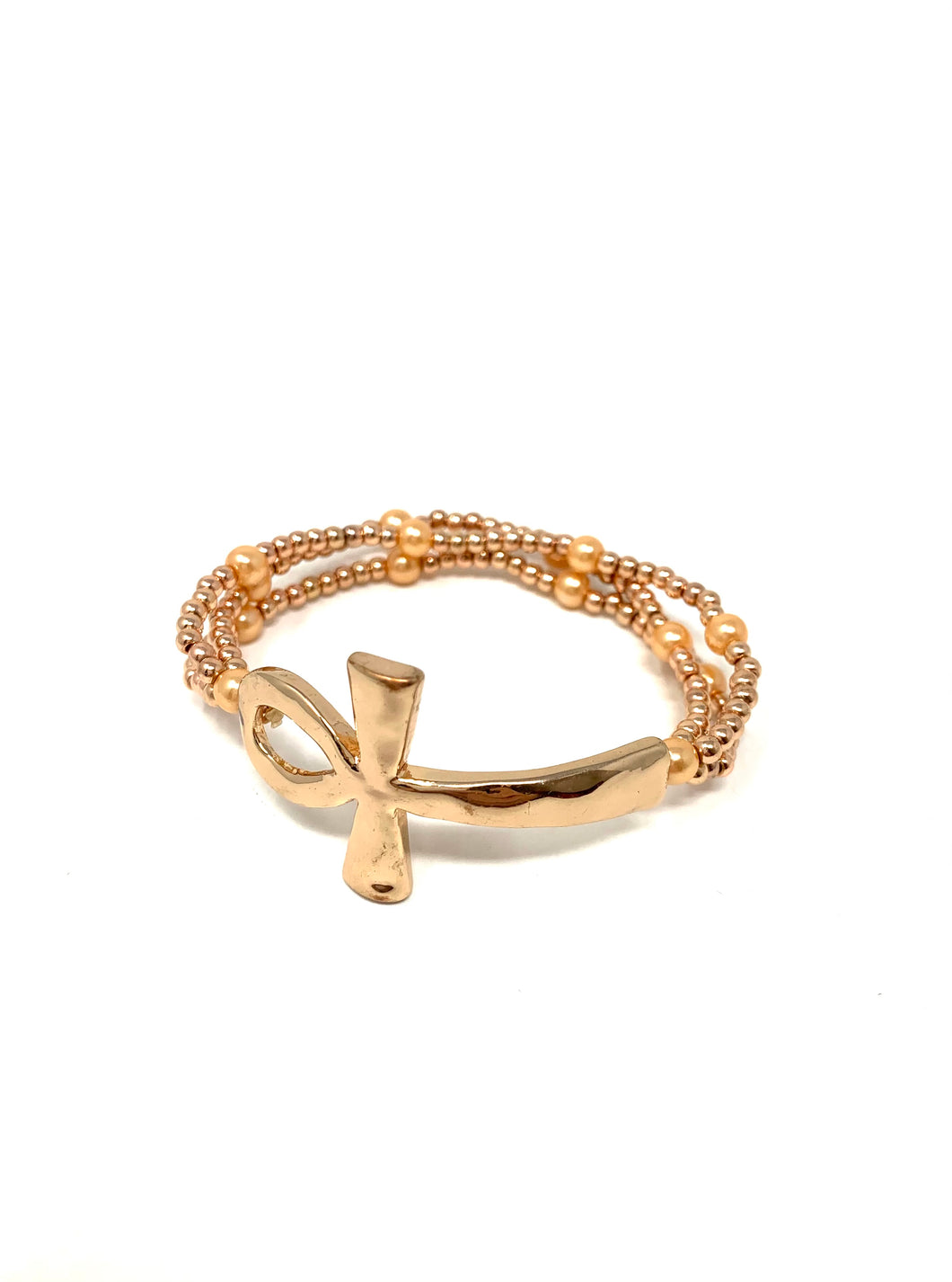 Rose Gold Tone Horizontal Cross Bracelet