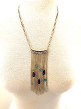Load image into Gallery viewer, Tassel glass turquoise chain necklace
