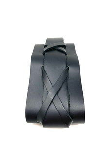 Unisex Faux Black Leather Bracelet