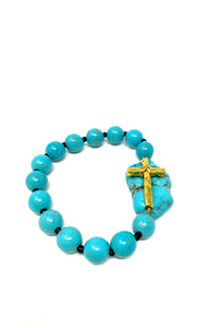 Turquoise Stone Cross Bracelet
