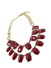 Load image into Gallery viewer, Resin Garnet Gem Bronze Toned Necklace
