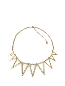 Rhinestone Spiked Triangle Necklace