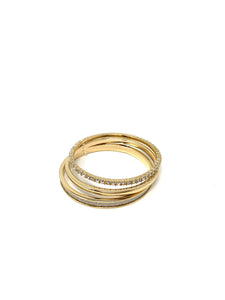 White Glitter and Rhinestone Gold Tone Bracelet Set