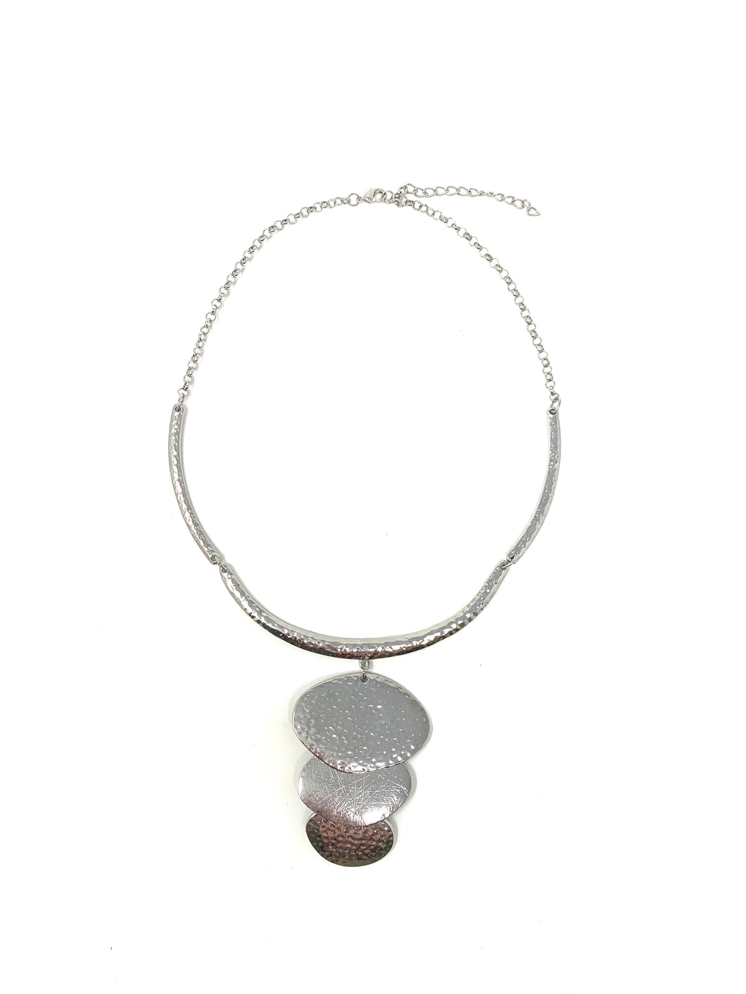 Hammered Silver Tone Abstract Necklace