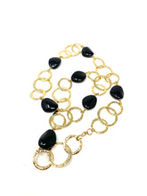 Load image into Gallery viewer, Long Chunky Chain Large Black Stone Necklace
