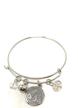Load image into Gallery viewer, Silver Tone Bangle Charm Bracelet
