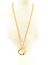 Load image into Gallery viewer, Abstract Ying Yang Gold Tone Circle Necklace
