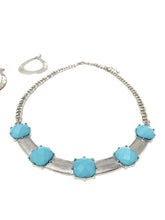Load image into Gallery viewer, Semi-Collar Silver Toned Necklace and Earring Set
