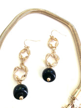 Load image into Gallery viewer, Black Onyx Pendant Statement Necklace and Earring Set
