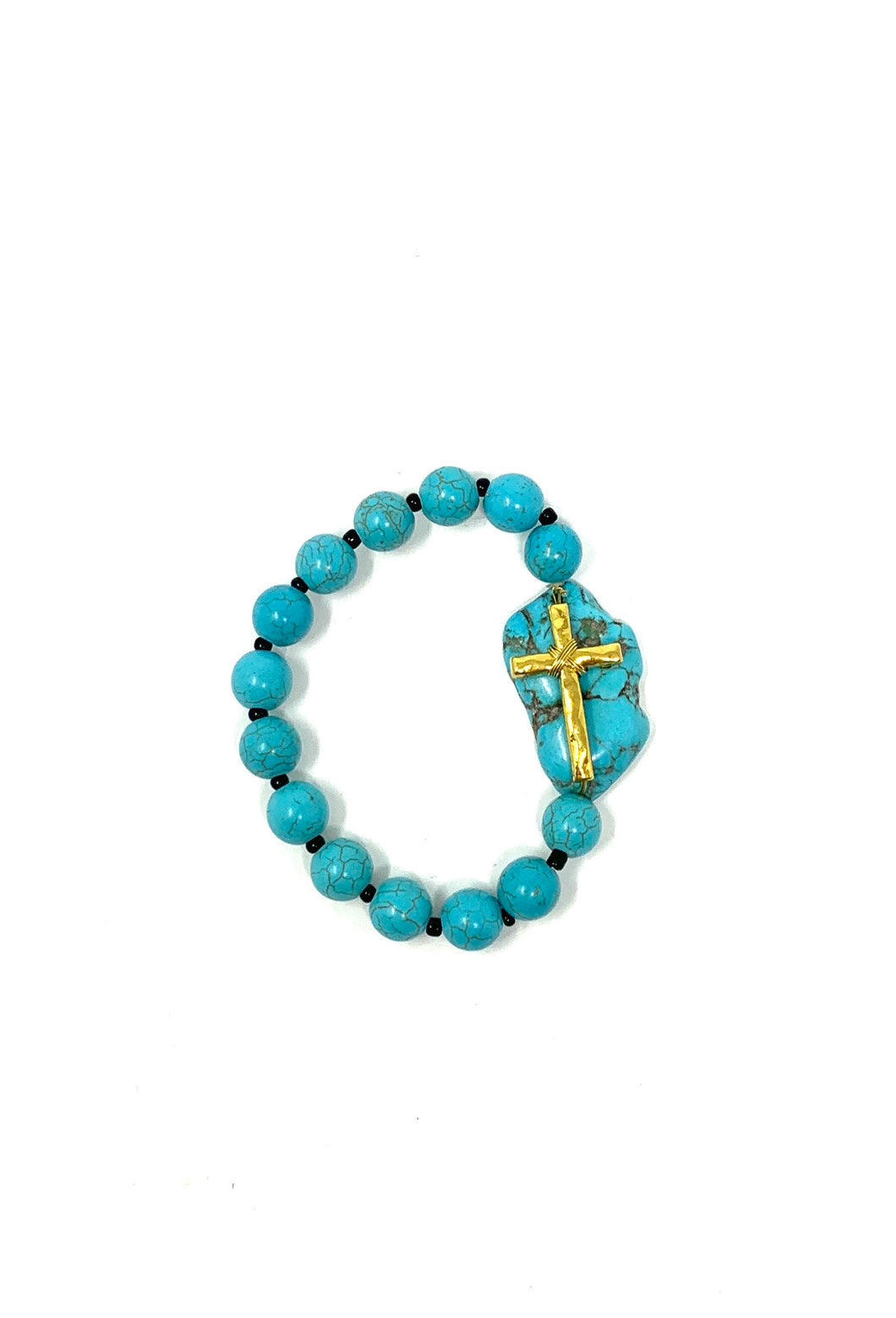 Turquoise Stone Cross Bracelet