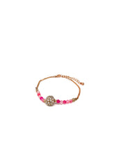 Load image into Gallery viewer, Rhinestone Charm Pink Toned Beaded Bracelet

