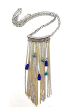 Load image into Gallery viewer, Tassel glass turquoise chain necklace
