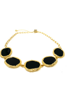 Abstract Black Resin Necklace, Earring and Ring Set