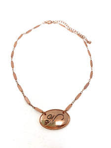 “N” Initial Choker Copper Tone Necklace