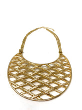 Load image into Gallery viewer, Cross Hatched Golden Bib Necklace
