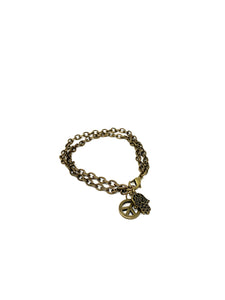Hamsa And Peace Symbol Charm Bracelet