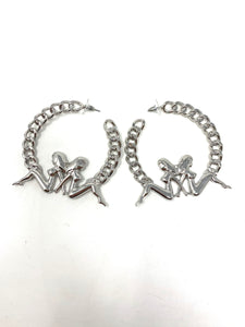 Sultry Women's Silhouette Silver Hoop Earrings