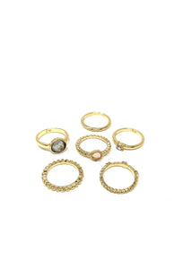 Crystal Ball Gold Tone Ring Multi Pack