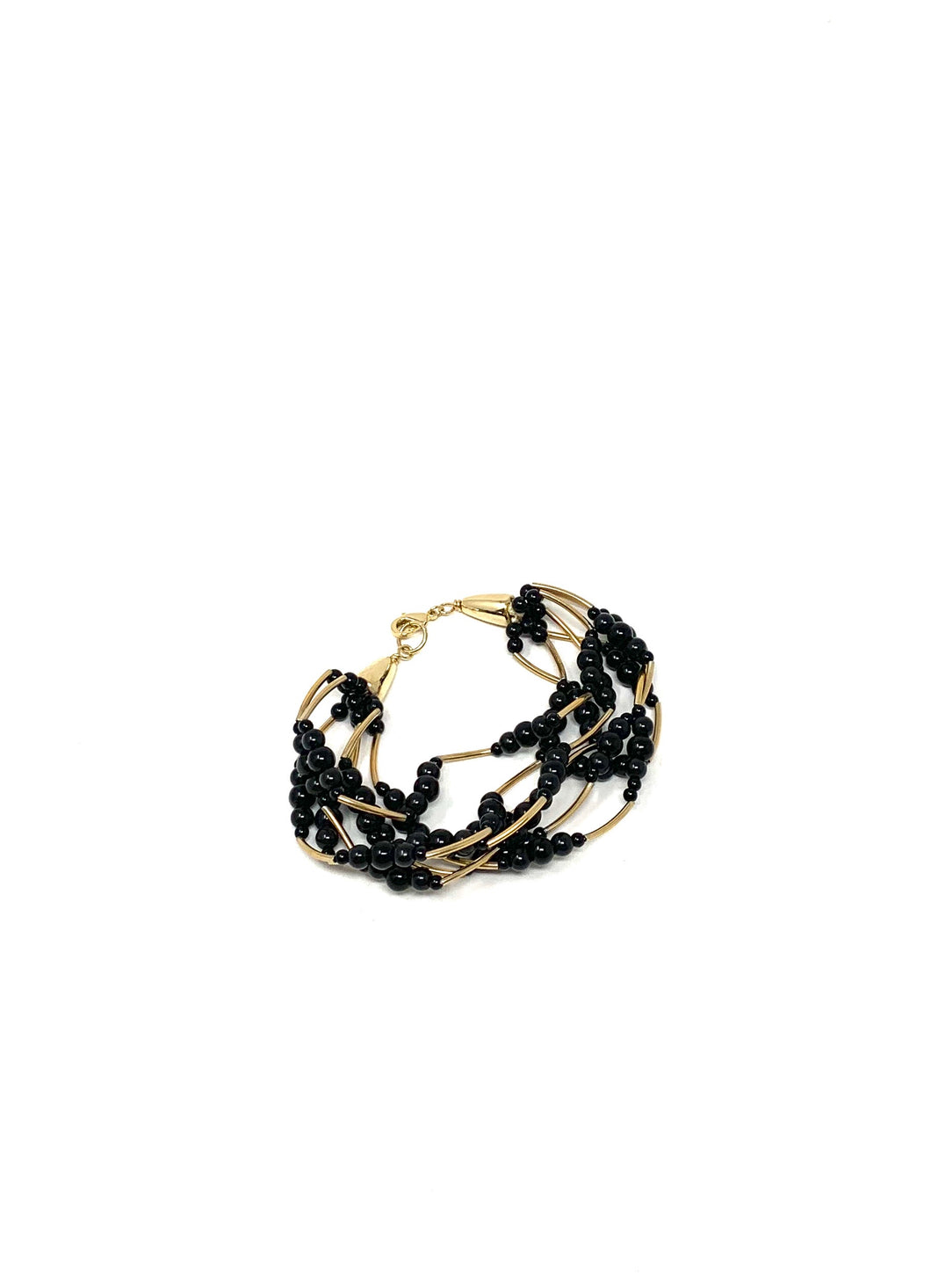 Black Beaded Layered Bracelet