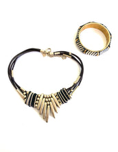 Load image into Gallery viewer, Tribal Gold Tone Necklace and Bracelet Set

