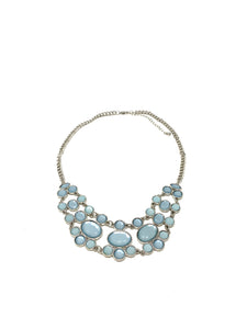 Royal Aquamarine Gem Silver Toned Necklace