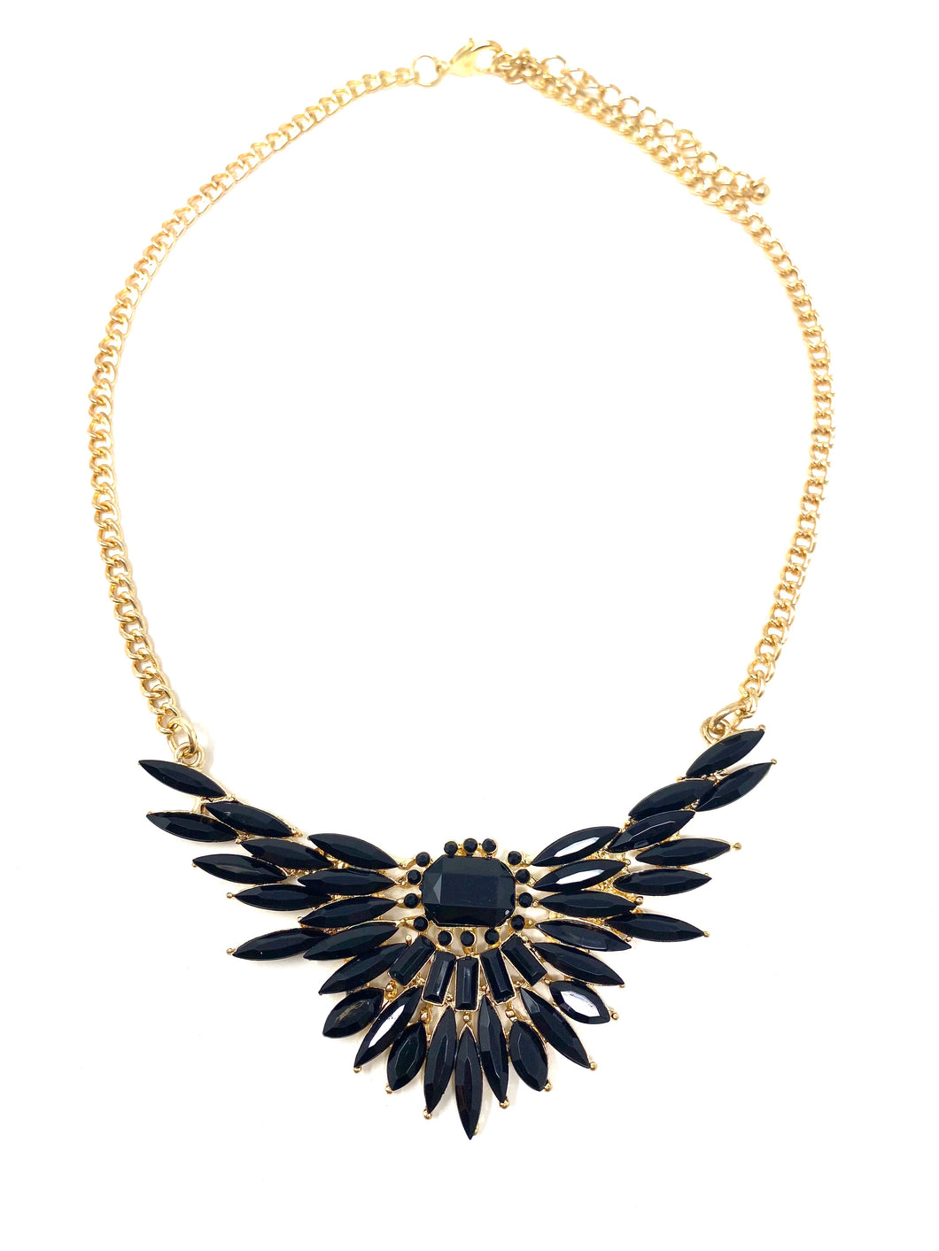 Faux Onyx Expanded Wings Necklace