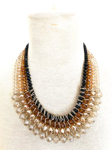 Woven Bead Ombre Bib Necklace