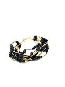 Black Beaded Layered Bracelet