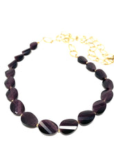 Load image into Gallery viewer, Gold Chunky Chain and Purple Stone Necklace and Earring Set
