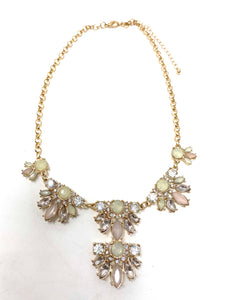 Floral Arranged Faux Calcite Gold Toned Necklace