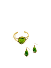 Load image into Gallery viewer, Green Tear Drop Earring and Bracelet Set
