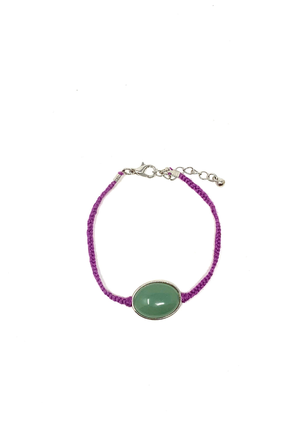 Jade Stone Charm Purple Braided Cord Bracelet
