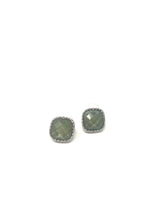 Load image into Gallery viewer, Sage Green Jewel Staple Stud Earrings
