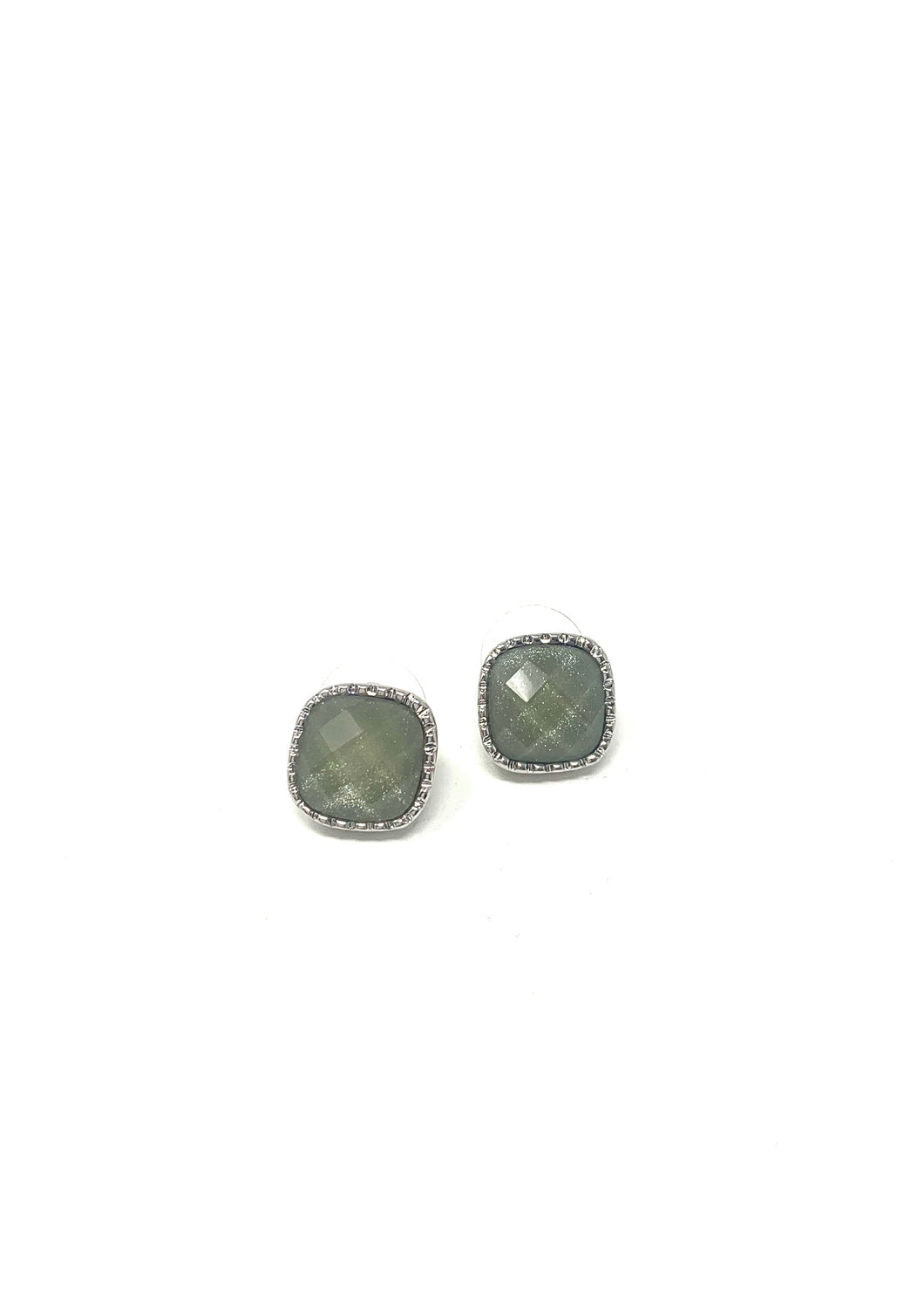 Sage Green Jewel Staple Stud Earrings