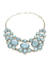 Load image into Gallery viewer, Royal Aquamarine Gem Silver Toned Necklace
