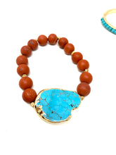 Load image into Gallery viewer, Native Clay Beads and Turquoise Bracelet Set
