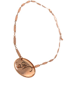 “N” Initial Choker Copper Tone Necklace