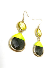 Load image into Gallery viewer, Trendy Citrine and Smokey Quartz Drop Earrings
