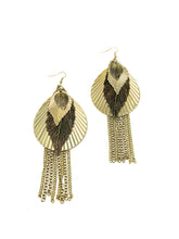 Load image into Gallery viewer, Long Golden Leaf Dangle Earrings
