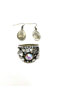 Rock Crystal Statement Ring and Earring Set